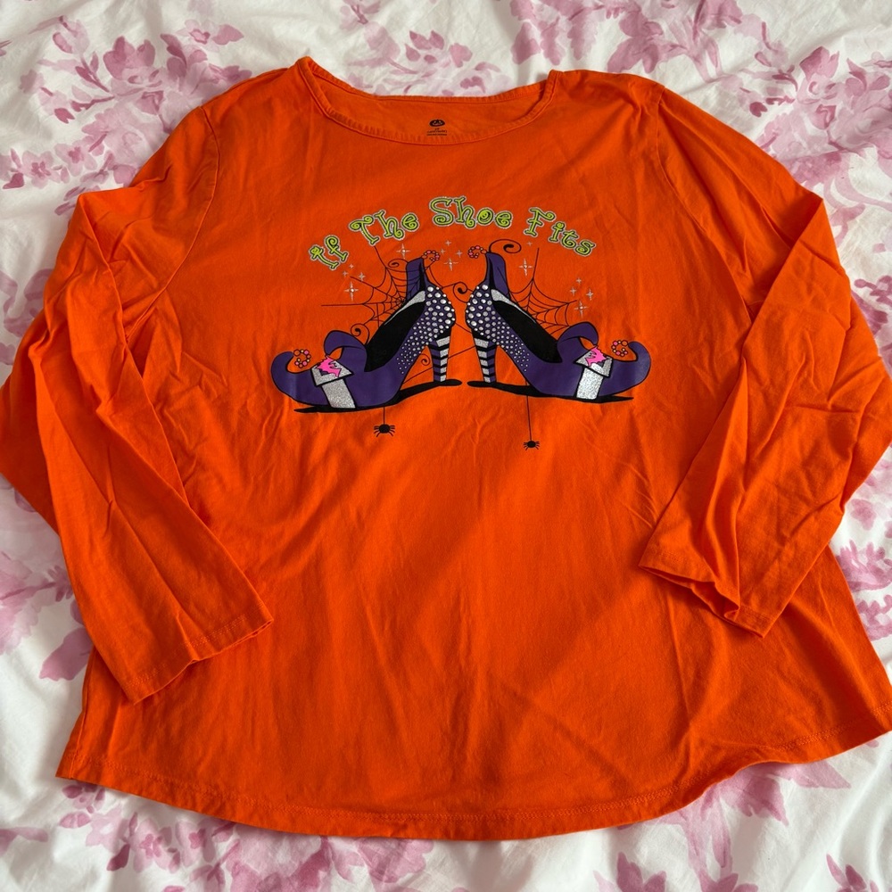 Women’s Halloween orange witch long sleeve tee